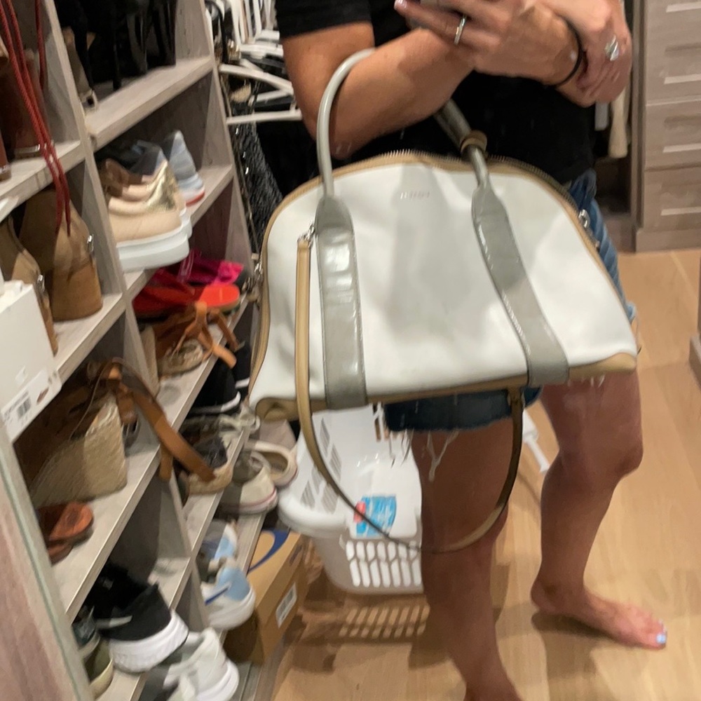 White/gray/tan coach crossbody/tote bag